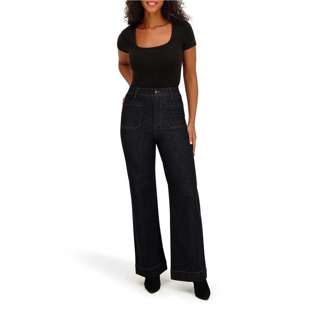 Vigoss Wide Leg Trouser Jeans Dark Blue High Rise Women’s Size 10/30 Inseam 28
